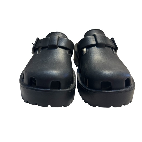 NEW Free People Karlie Buckle Clogs Size 6 Black Mules Slip-On EVA Buckle Detail - Picture 3 of 14